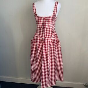Red Checkered Sleeveless Dress